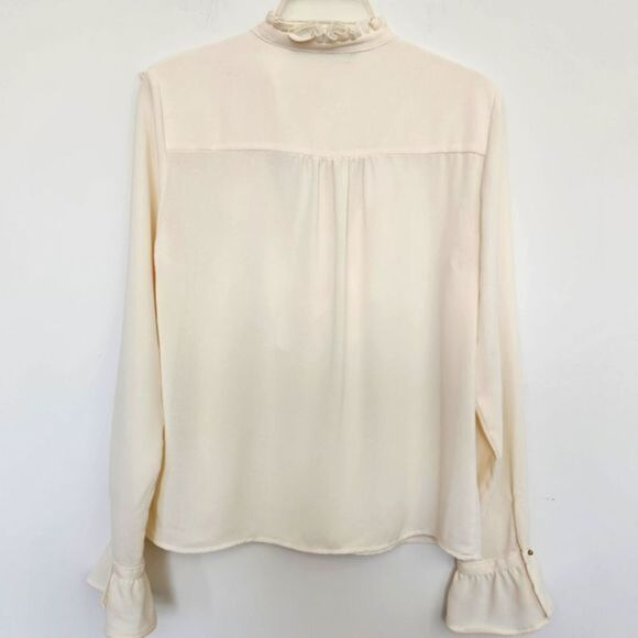 Zara‎ Basic Collection Ivory Long-sleeve Ruffle Blouse - Picture 7 of 8